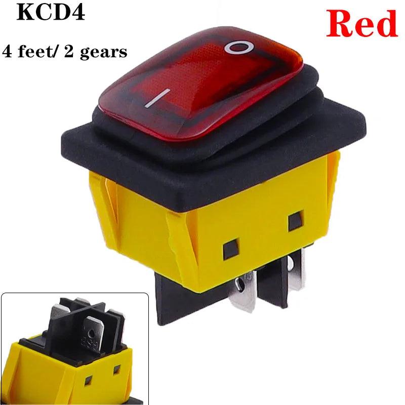 KCD4 on off 30A/250V Heavy Duty 4 pin DPST IP67 Sealed Waterproof T85 Auto Boat Marine Toggle Rocker Switch with LED 12V 220V 30 - petguardiansupplies