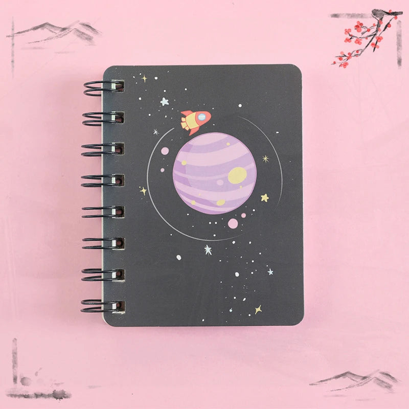 1 Pcs Planet Flip Coil Book Student Portable Pocket Notebooks Mini Notebook A7 Mini Notes School Supplies Office Stationery - petguardiansupplies