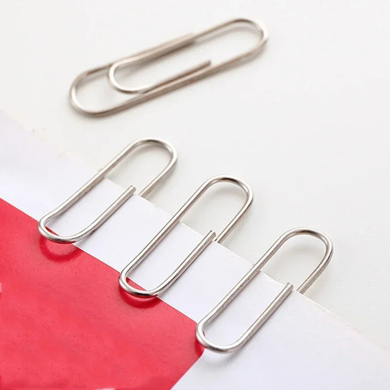 500/300/100/50PCS Metal Silver Paper Clips for Paperwork Stainless Steel Bookmark Paperclips Organizers Office School Supplies - petguardiansupplies