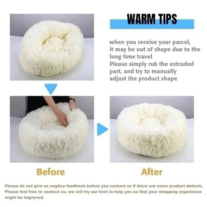 Round Dog Bed Winter Warm Cat Bed Plush Basket for Dog Washable Pet Bed for Small Medium Large Dog Sofa Cat - petguardiansupplies