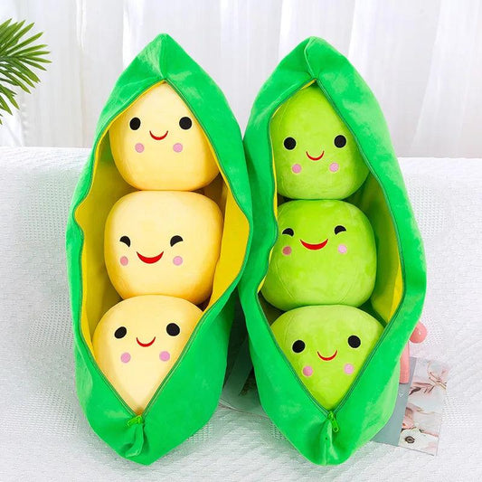 Giant Peas in A Pod Plush Toy Cute Bean Pea Pod Shape Pillow Stuffed Toys Plant Doll Creative Sleeping Pillow Home Decoration - petguardiansupplies