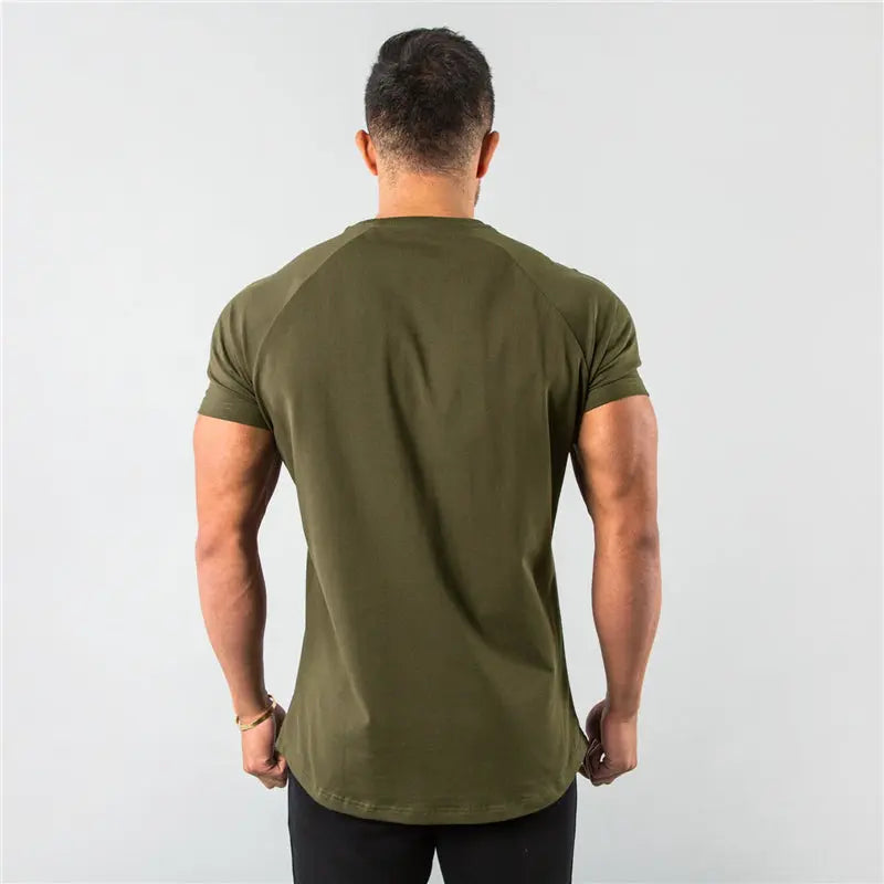 New Fashion Plain Tops Tees Fitness Mens T Shirt Short Sleeve Muscle Joggers Bodybuilding Tshirt Male Gym Clothes Slim Fit Shirt - petguardiansupplies