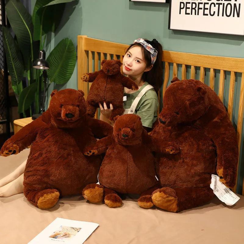 40cm -100cm simulation DJUNGELSKOG Brown Bear Giant Plush Bear Toy Stuffed Animals Soft Cushion Girl Kids Birthday Gift - petguardiansupplies