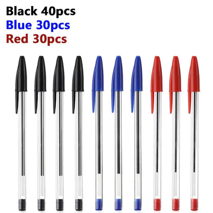 50/100Pcs Ballpoint Pens 1.0mm Blue Black Plastic Ball Point Pen Student Gift School Office Supplies Long Lasting Smooth Writing - petguardiansupplies