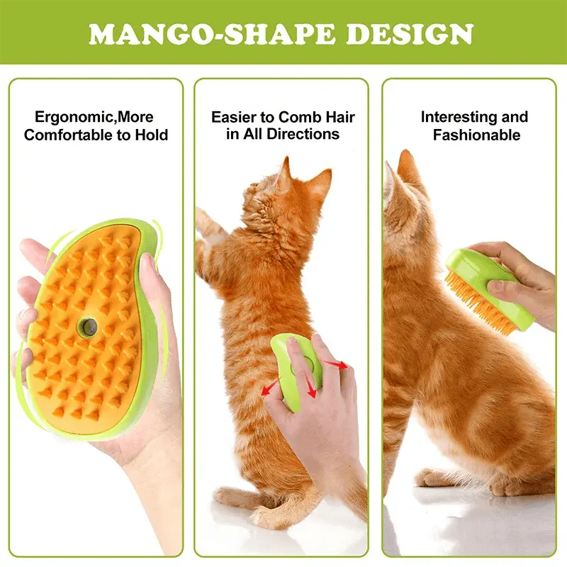 Pet Hair Removal Brush Cat Dog Electric Spray Massage Comb One-click Spray Anti-Flying Massage Bath Silicone Comb - petguardiansupplies