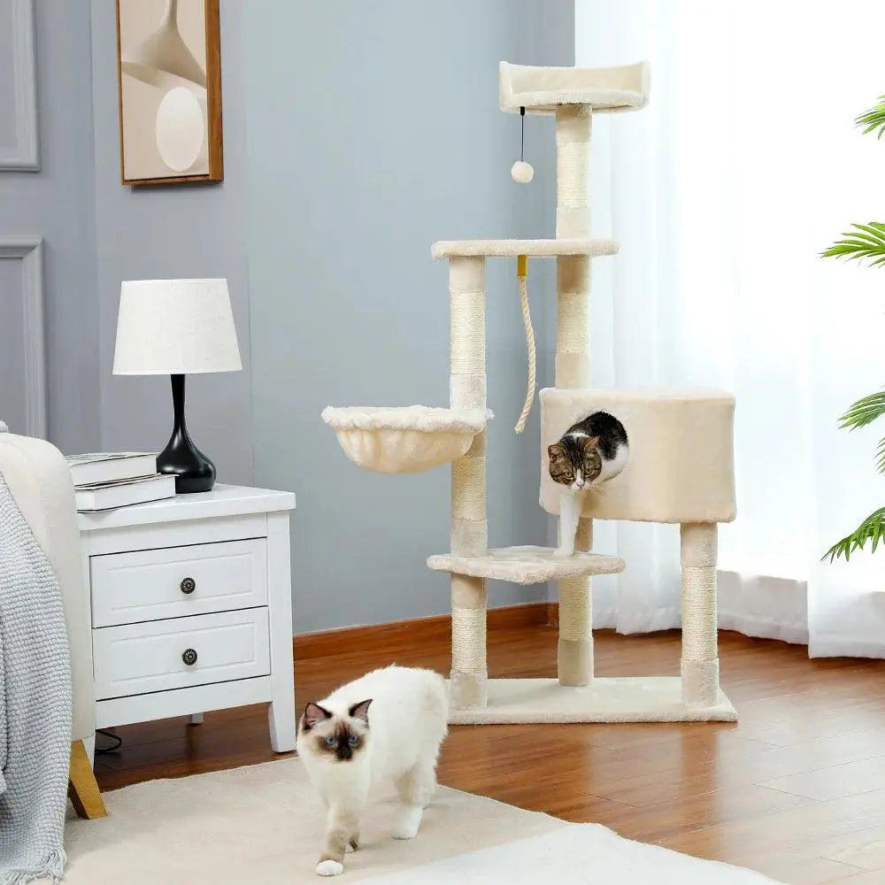 Domestic Delivery Multi-Level Cat Tree Tower Climb Furniture Scratching Post for Indoor House Pet Supplies Kitten Toy Cozy Condo - petguardiansupplies