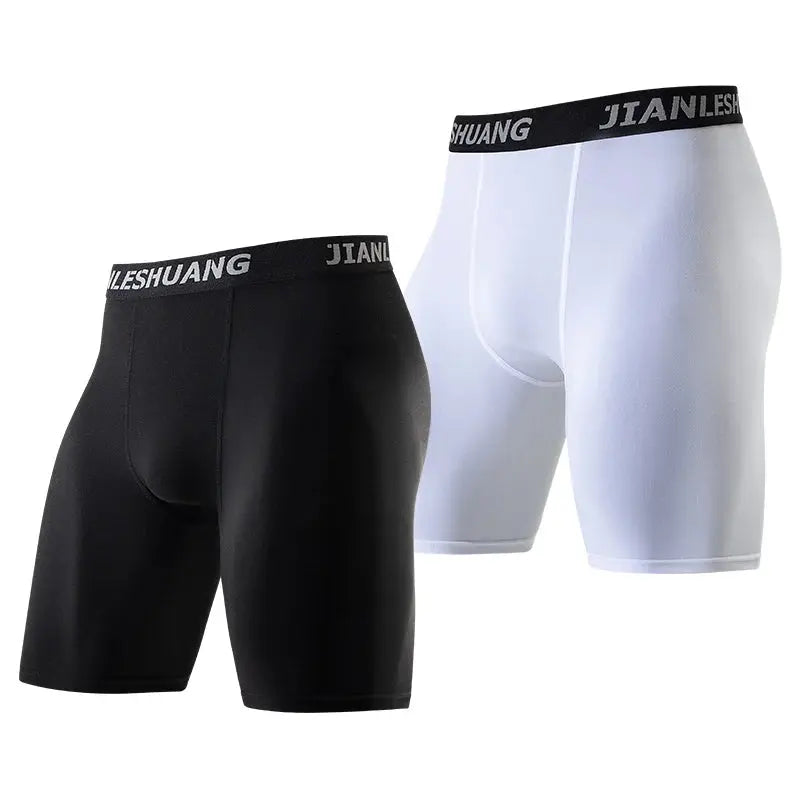 1/5 Pcs Men's Plus Size Black And White Long Sports Underwear Running Fitness Basketball Football Elastic Waist Shorts Teenagers - petguardiansupplies