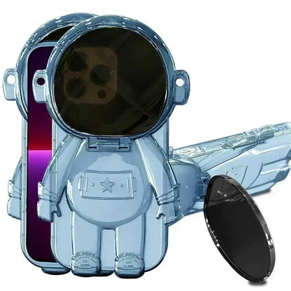 Clear 3D Cartoon Astronaut Phone Case For iPhone  - Shockproof Bumper Kickstand - petguardiansupplies