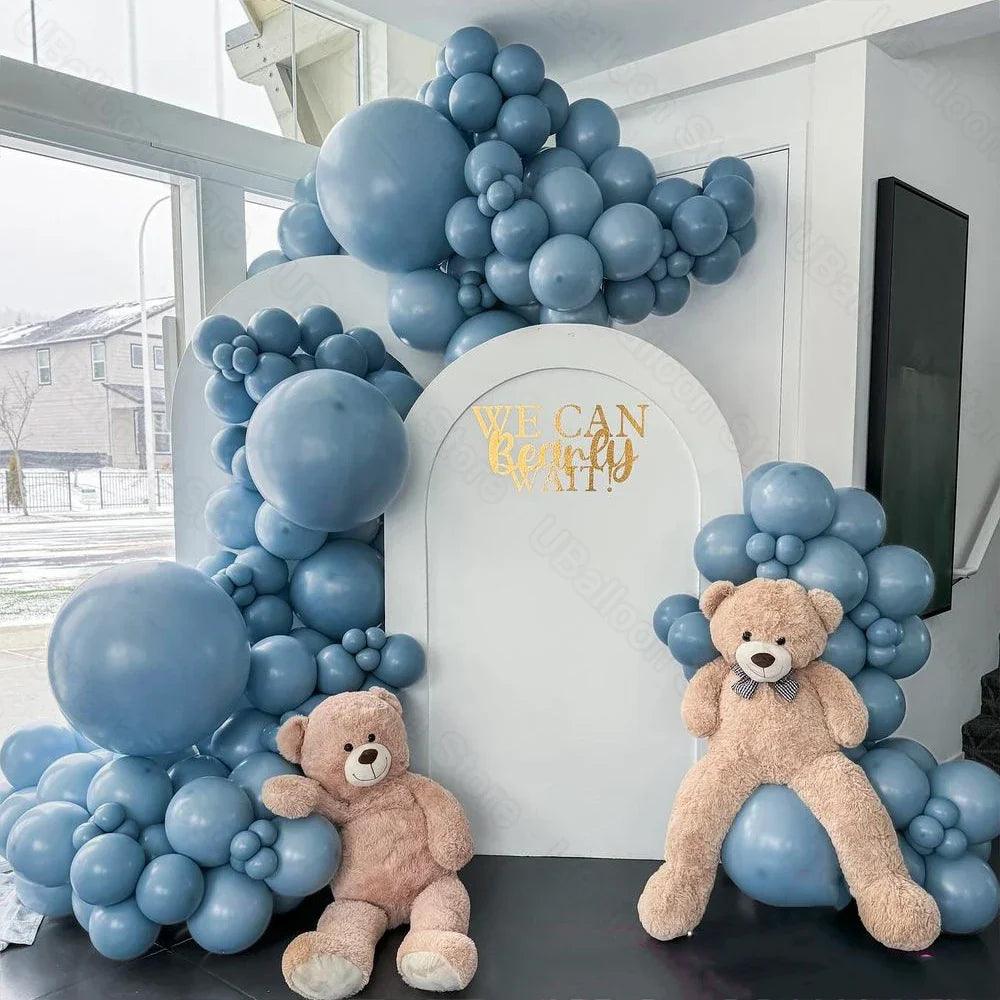 1 Set Dusty Blue Balloons Arch Twilight Pastel Baby Haze Blue Balloon Garland Kit for Birthday Baby Shower Wedding Party Decor - petguardiansupplies