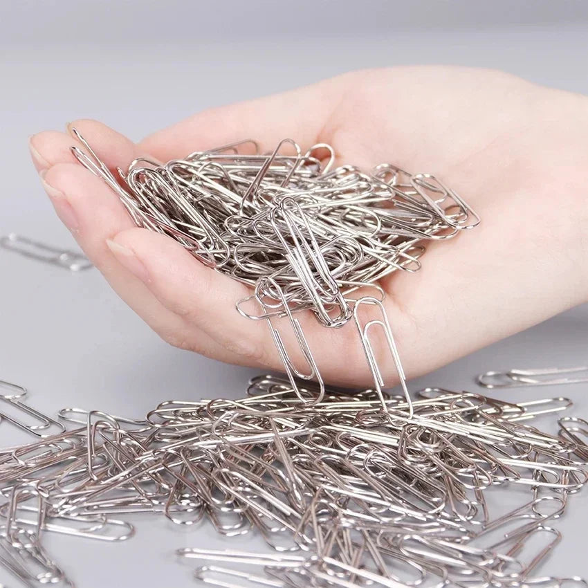 500/300/100/50PCS Metal Silver Paper Clips for Paperwork Stainless Steel Bookmark Paperclips Organizers Office School Supplies - petguardiansupplies