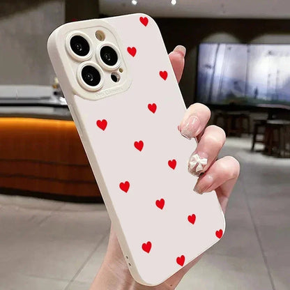 Cute Cartoon Red Love Heart Phone Case For iPhone - Shockproof Soft Silicone Cover - petguardiansupplies