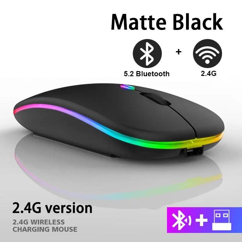 Wireless Mouse RGB Rechargeable Bluetooth Mice Wireless Computer Mause LED Backlit Ergonomic Gaming Mouse for Laptop PC 3600DPI - petguardiansupplies