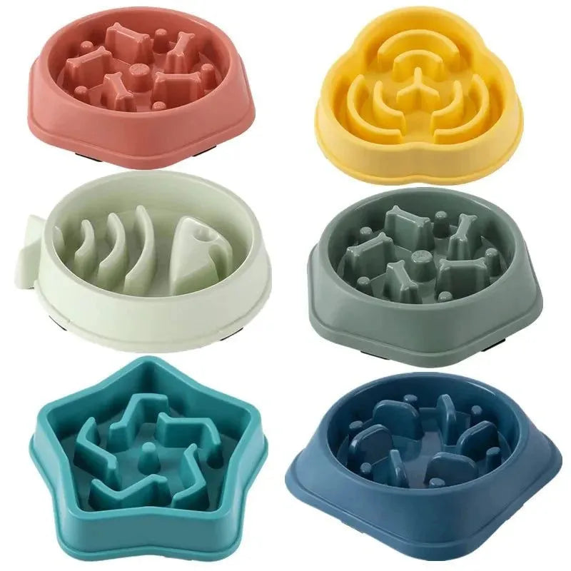 Pet Cat Dog Slow Food Bowl Fat Help Healthy Round Anti-choking Thickened And Non-slip Multiple Colors Shapes - petguardiansupplies