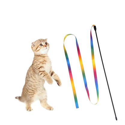 Cat Toys Cute Funny Colorful Rod Teaser Wand Plastic Pet Toys for Cats Interactive Stick Pet Teaser Cat Supplies - petguardiansupplies