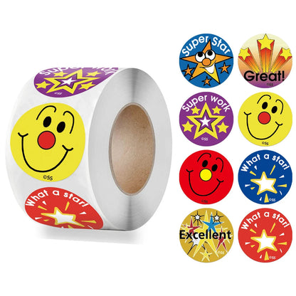 100-500pcs Cute Reward Stickers Roll with Word Motivational Stickers for School Teacher Kids Student Stationery Stickers Kids - petguardiansupplies