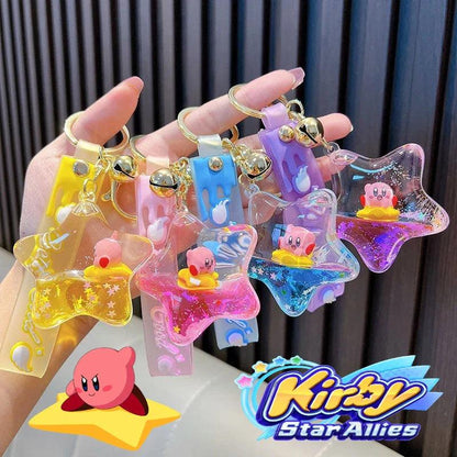 Kirby Keychain Cartoon Quicksand Bottle Bag Pendant Children Key Chain Accessories Anime Girl Car Bag Decoration SchoolBag Gift - petguardiansupplies