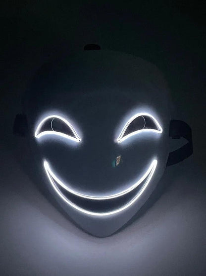 Led Light Pitch-dark Bullet Smiley Caterpillar Transparent Full Face Ghost Face Clown Black Covenant Witch Halloween Party Masks - petguardiansupplies