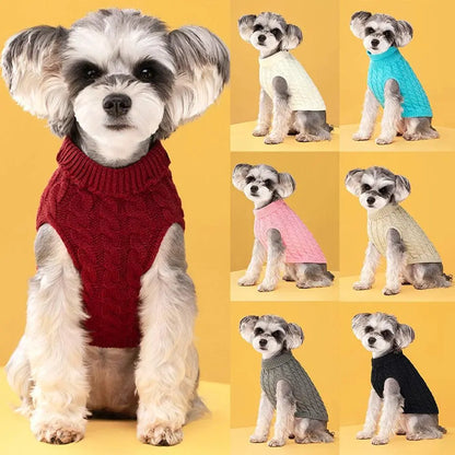 Puppy Dog Sweaters For Small Medium Dogs Cat Clothes Winter Warm Pet Turtleneck Knitted Chihuahua Vest Thicken Teddy Coat Jacket - petguardiansupplies