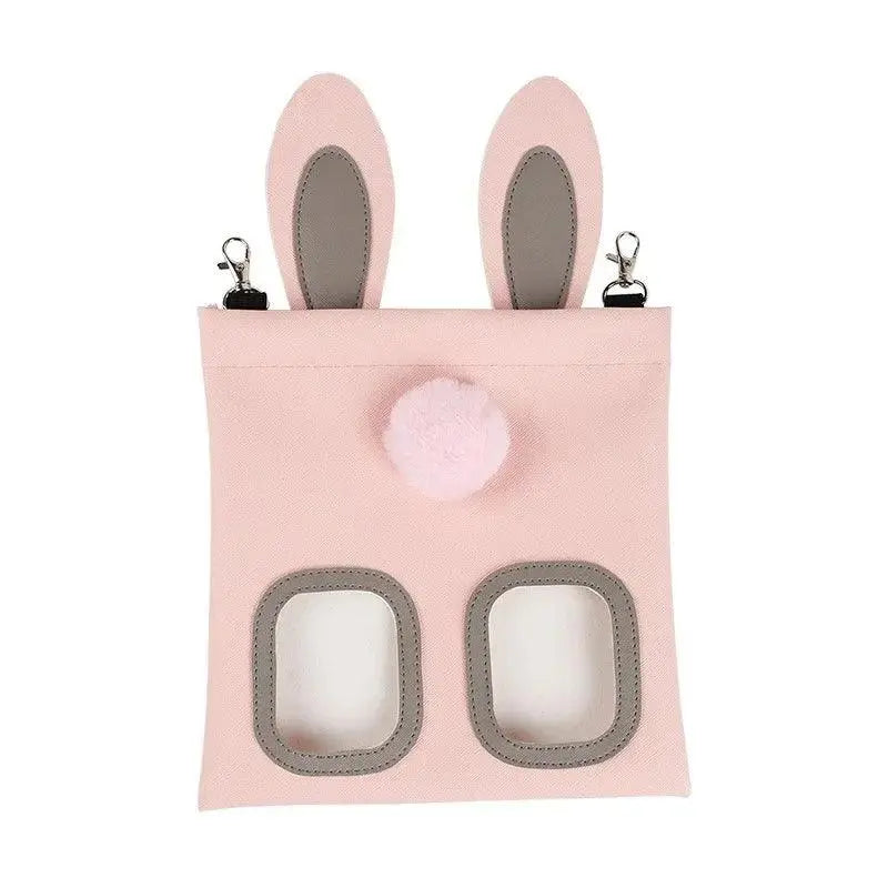 PU Leather Hay Feeder Bag Pet Storage Bag Reusable Food Dispenser Lightweight Hanging Rabbit Bunny Feeding Tote for Chinchillas - petguardiansupplies