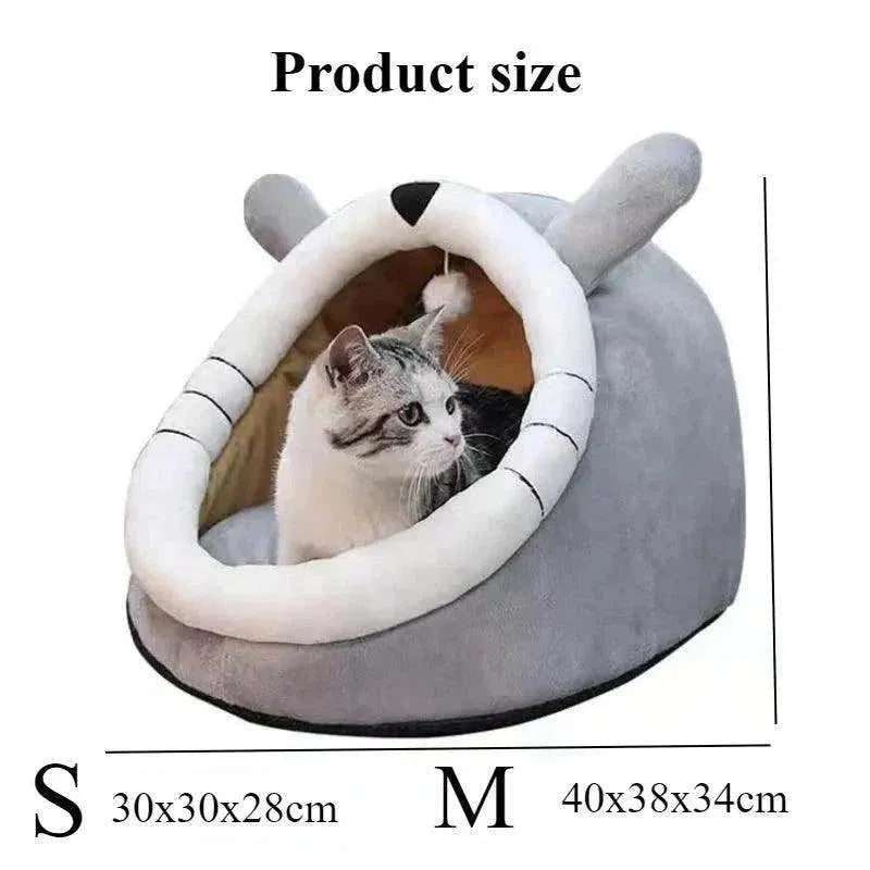 Winter Cute and Warm Cat/Dog House Foldable and Washable Puppy Cave Sofa Pet Bed House Suitable for Small and Medium Sized Dogs - petguardiansupplies