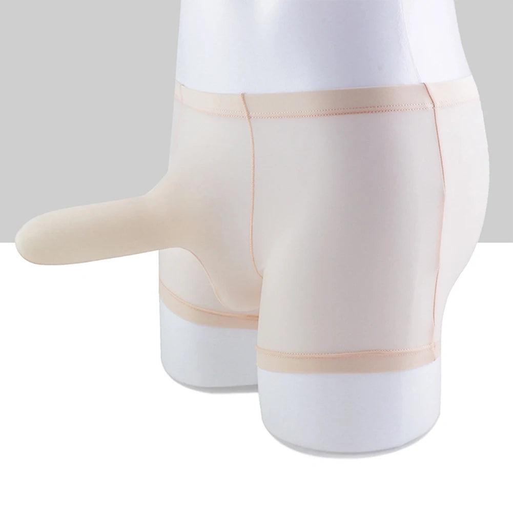 Men Sexy Long Elephant Nose Briefs Ice Silk Underwear JJ Sleeve Erotic Lingerie Bulge Pouch Underpants Stretchshorts - petguardiansupplies