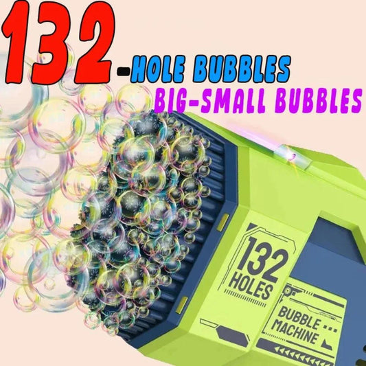 132 Holes Bubble Gun Rocket Bubbles Machine Gun Shape Automatic Bazooka Bubble Blower with Light Summer Toys for Children Gift - petguardiansupplies