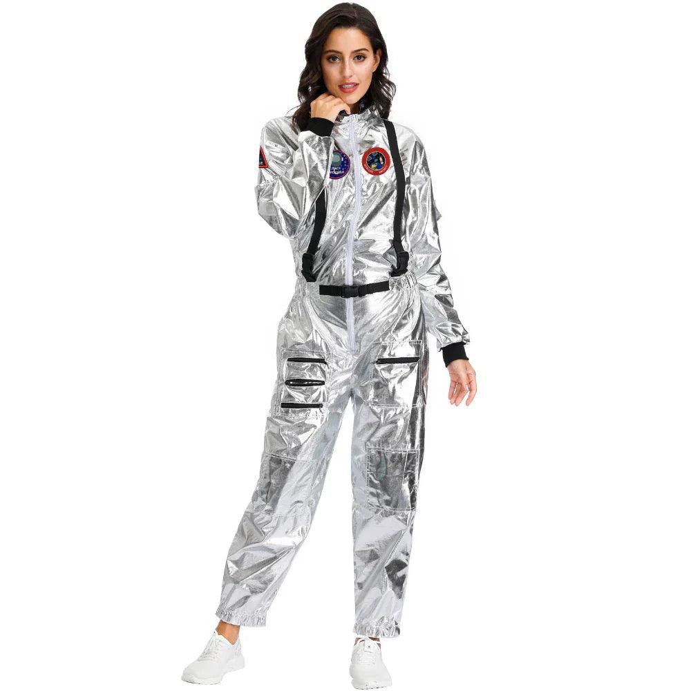 Halloween Christmas Silver Spaceman Men Women Space Suit Adult Children Astronaut Costume Family Party Dress Up Birthday Gift - petguardiansupplies