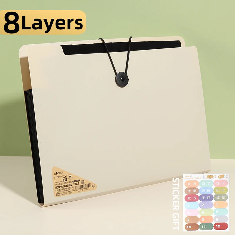 5/8/13 Layers A4 File Folder Storage Bag Test Paper Desktop Tool School Stationery Office Supplies - petguardiansupplies