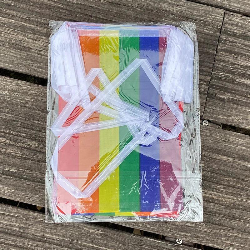 xvggdg Rainbow string Flags 20pcs/set Rainbow Peace Flags Banner LGBT Pride Lesbian Gay Parades string - petguardiansupplies