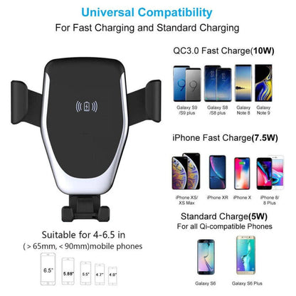 Qi Wireless Fast Charger Car Mount Air Vent Gravity Mobile Phone Holder Charging Stand For IPhone 14 13 12 11 Pro Xiaomi Samsung - petguardiansupplies