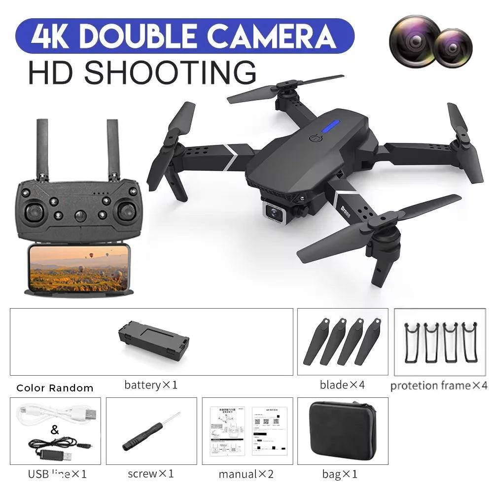 KBDFA 2025 E88 Professional Wide Angle RC Dron HD 4K Camera Mode Foldable Helicopter Aircraft Quadcopter Drone Kid Gift Toys - petguardiansupplies