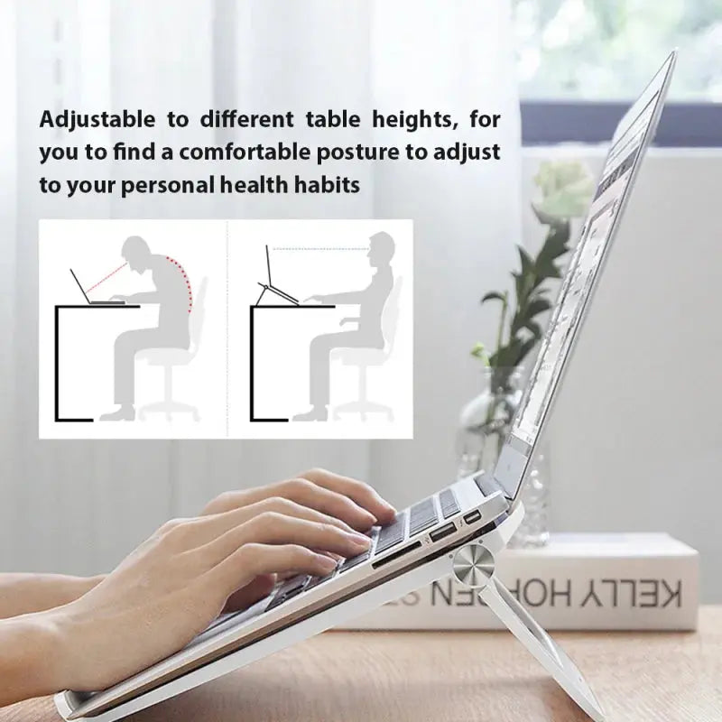 Laptop stand Adjustable Foldable Portable Desktop Cooling Bracket Support Base Compatible With Inches For Macbook Air Pro - petguardiansupplies