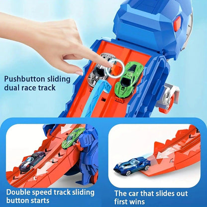 New Product Folding Dinosaur Transporter Car Competitive Game Roll To Eat Car Vehicle Racing Track With Mini Car Kid Gift Toy - petguardiansupplies