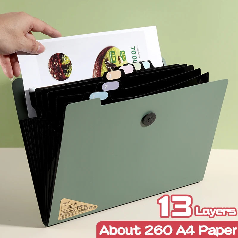 5/8/13 Layers A4 File Folder Storage Bag Test Paper Desktop Tool School Stationery Office Supplies - petguardiansupplies