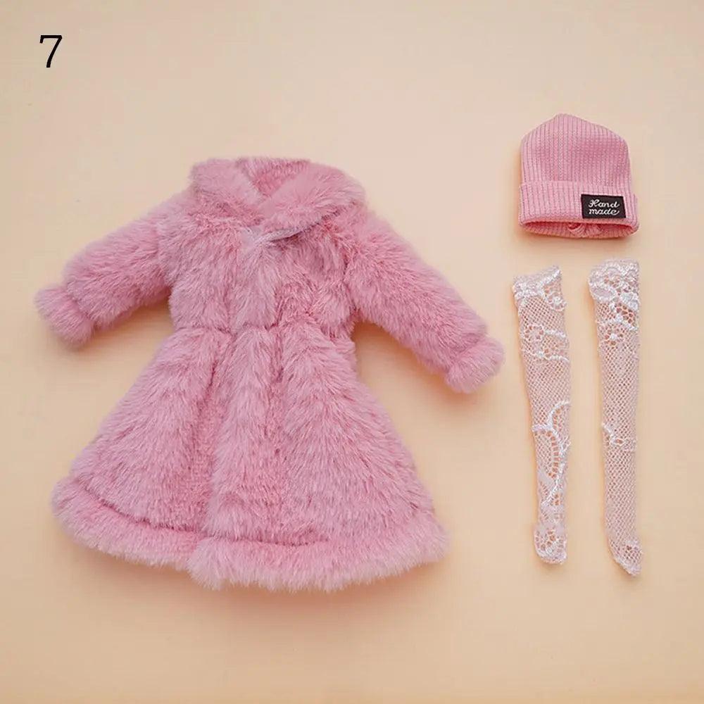 1 Set Fashion 30cm Doll Plush Overcoat Casual Wear Doll Winter Hats Socks Coat Tops for 1/6 Doll Clothes Cute Dolls Accessories - petguardiansupplies