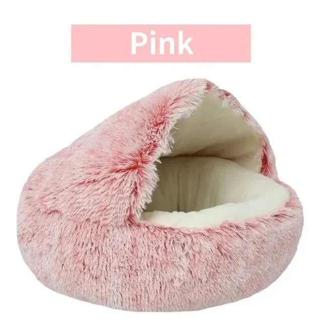 Soft Plush Pet Bed with Cover Round Cat Bed Pet Mattress Warm Cat Dog 2 in 1 Sleeping Nest Cave for Small Dogs - petguardiansupplies