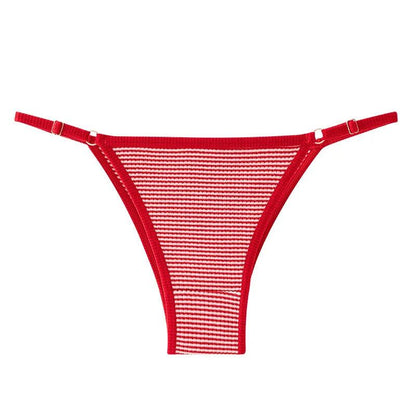 1pcs Cotton Women's Thongs Panties Sport Breathable Low Waist Underwear Lingerie Sexy Female Adjustable Buckle Stripe G-String - petguardiansupplies