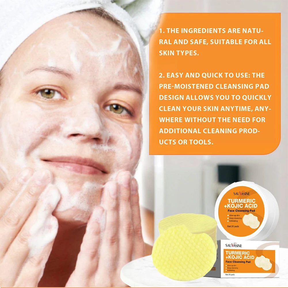 Turmeric Kojic Acid Facial Cleansing Pads Gentle Refreshing Balancing Oil Care for Skin - petguardiansupplies