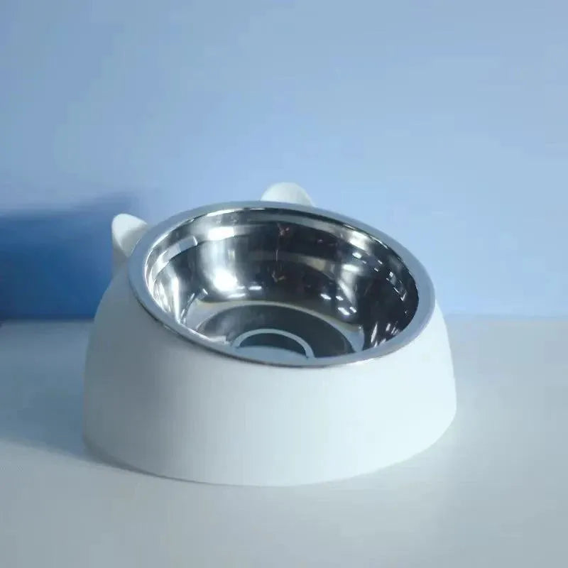 Stainless Steel Cat Bowl Double Bowl To Protect Cervical Vertebra Cat Bowl Oblique Explosion Pet Food Basin Cat Supplies - petguardiansupplies