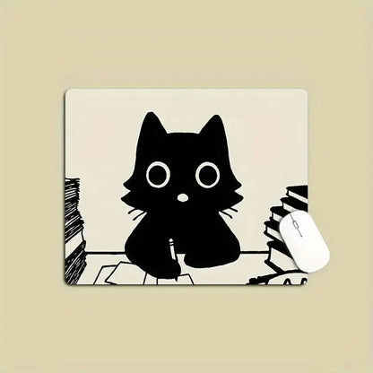 Black Cat Mousepad Small Office Computer Desk Mat Table Keyboard Big Mouse Pad Laptop Cushion Non-slip Deskpad Home Decor - petguardiansupplies