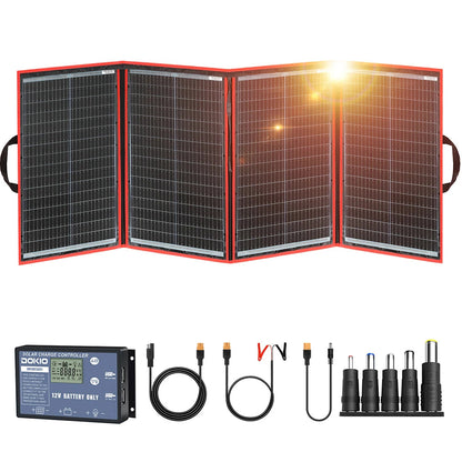 Dokio 18V 97W 150W 195W 295W Portable Foldable Solar Panel With 12V Controller Flexible Solar Panel For House Camping Travel - petguardiansupplies