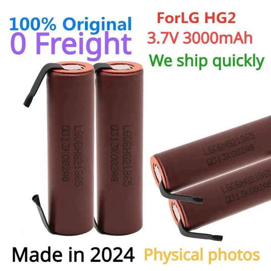 Original ForLG HG2 3000mAh battery 3.6v 18650 battery with strips soldered battery for screwdrivers 30A high current+DIY nickel - petguardiansupplies