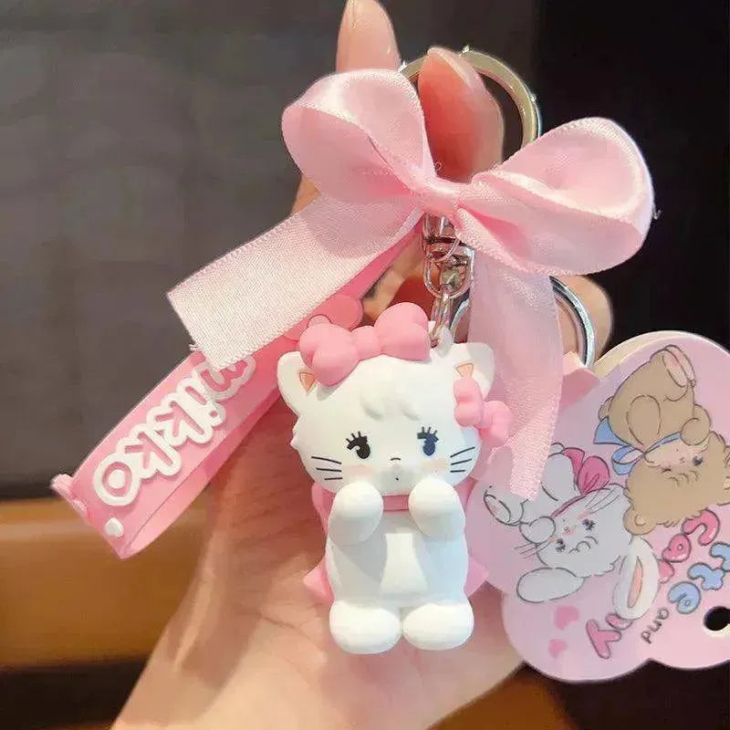 Anime Kawali Mikko Mousse Souffle Cammy Latte Keychain Car Bag Pendant Cartoon Bow Accessories Ins Cute Kids Toys Gift For Girls - petguardiansupplies