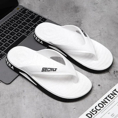 Simple New Men's Flip Flops Summer Outer Wear Non-slip Toe-gripping Clamp Shoes Beach Sandals Student Version - petguardiansupplies