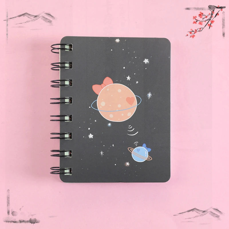 1 Pcs Planet Flip Coil Book Student Portable Pocket Notebooks Mini Notebook A7 Mini Notes School Supplies Office Stationery - petguardiansupplies