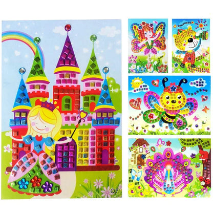 6 Pcs/Set Mosaic Diamond Handmade Craft DIY Stickers Crystal Paste Painting Mosaic Puzzle Educational Toys Kids Gift - petguardiansupplies