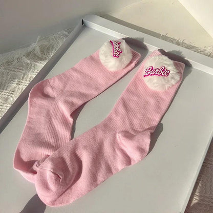 Kawali Anime Barbie Home Floor Socks Pink Fashion Sweet Warm Soft Comfortable Ins Cute Girls Gift Birthday Gift For Girlfriend - petguardiansupplies