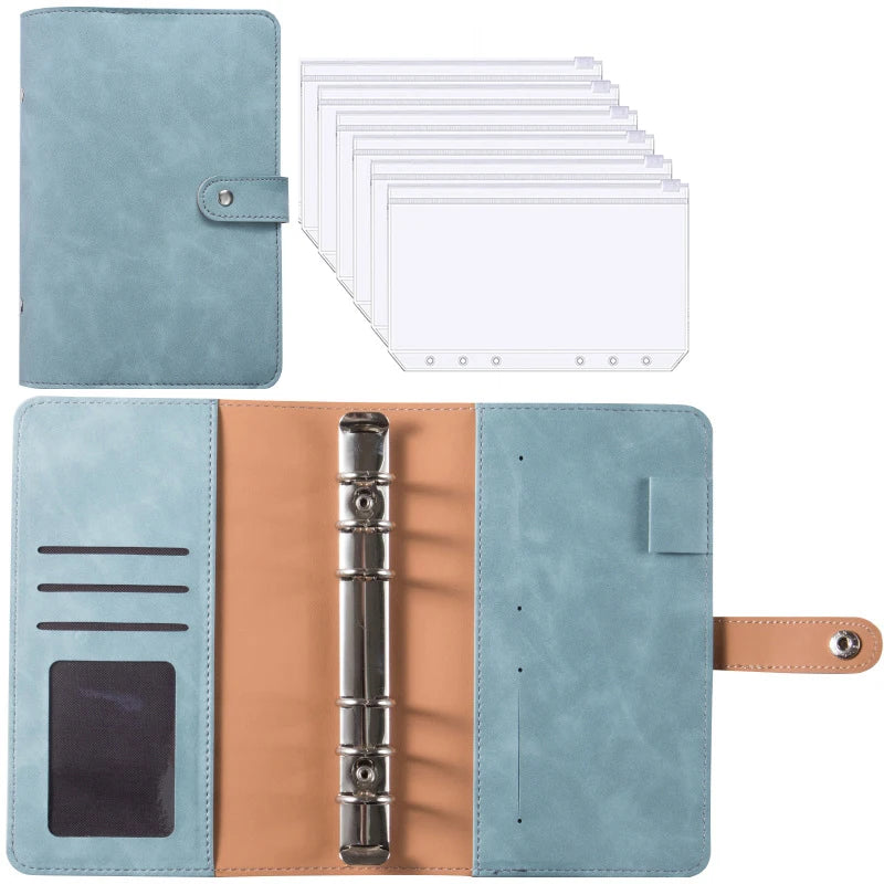 2024 A6 PU Leather Budget Binder Notebook Cash Envelopes System Set,with Binder Pockets for Money Budget Saving Bill Organizer - petguardiansupplies