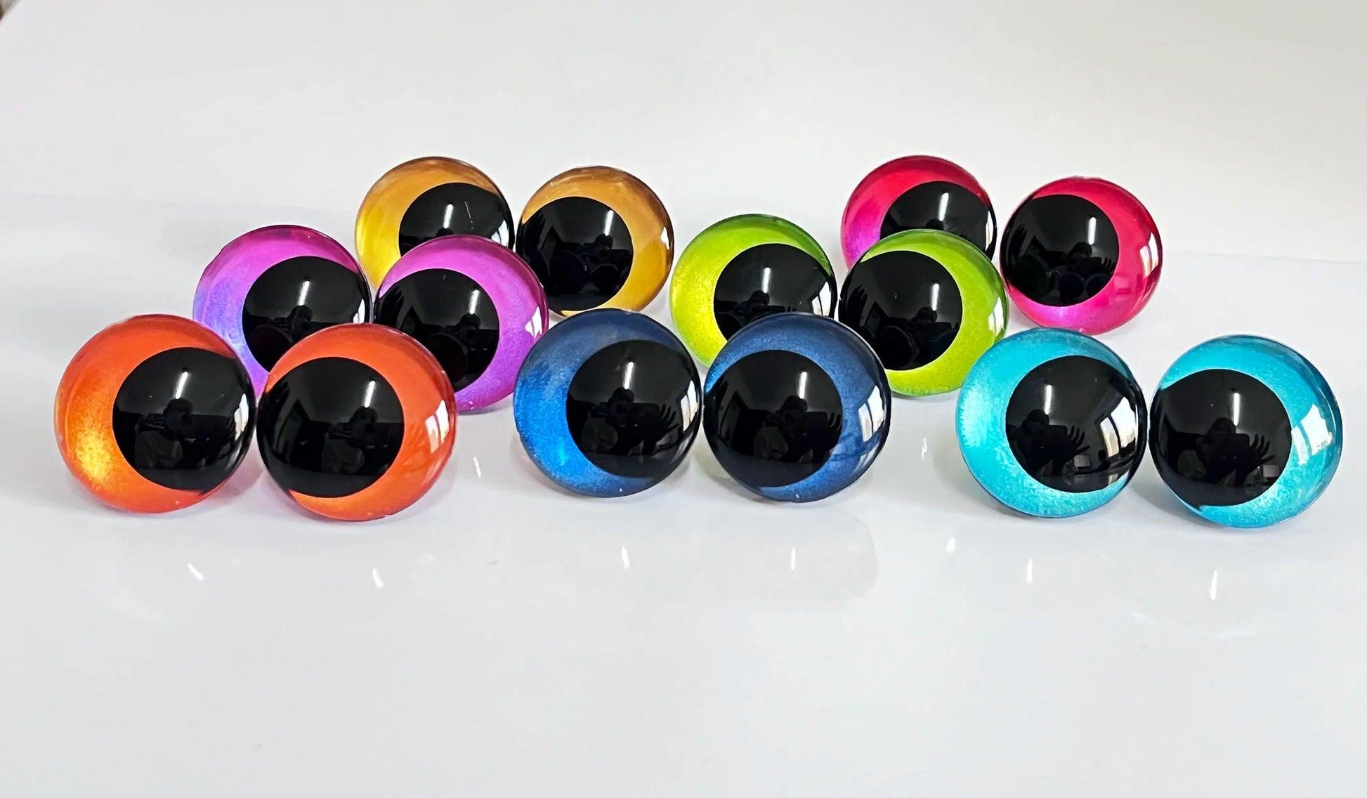 new 12mm 14mm 16mm 18mm 20mm 25mm 30mm 35mm 3D black pupil toy eyes handpaint color with hard washer-size color option - petguardiansupplies