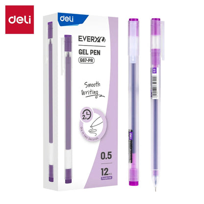 Deli 12Pcs/Set Gel Pen School Pens Set Pen 0.5MM Color Ink Stationery Student SuppliesWater-based Pen Writing Painting Tools - petguardiansupplies